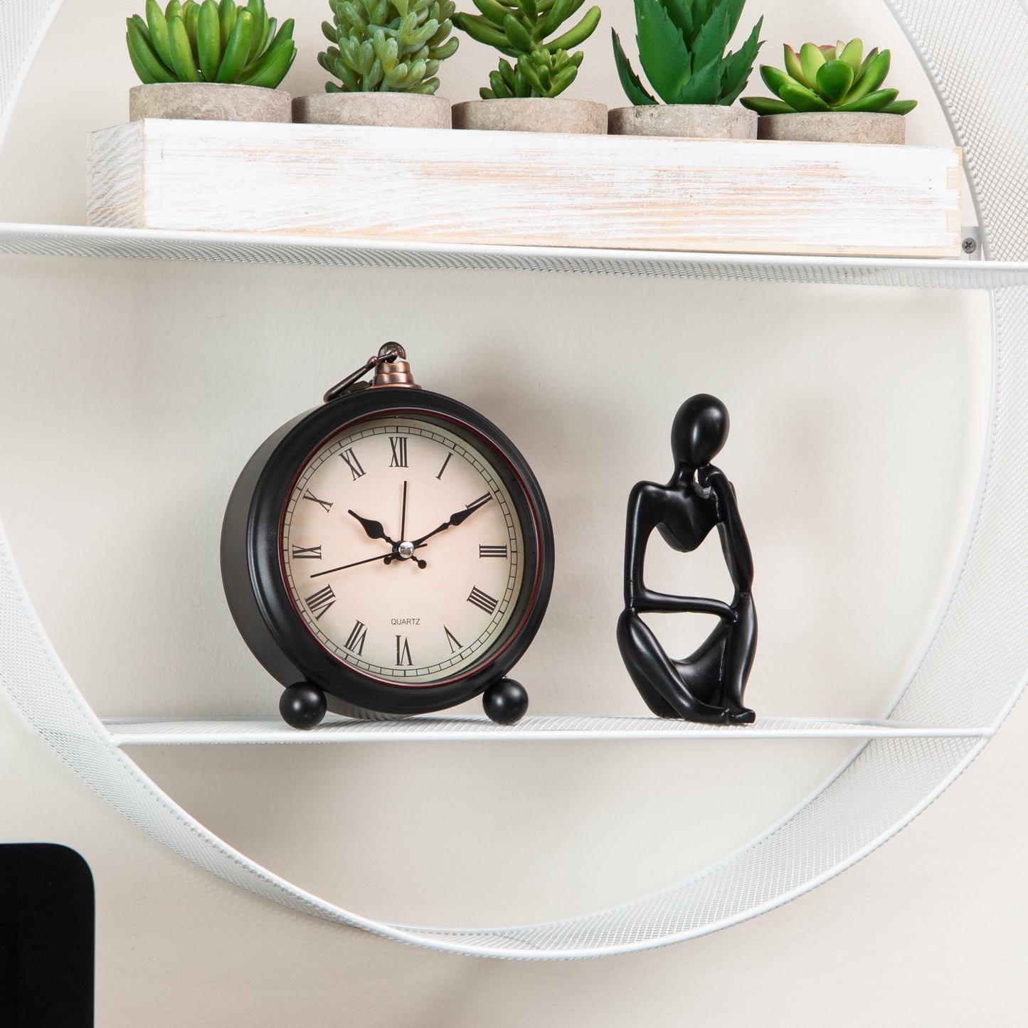 Mind Reader Circular Floating Shelves, Wall Decor, Accent Shelf, Office, Bathroom, Metal Mesh, 18"L x 4"W x 18"H