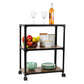Mind Reader Bar Cart, Rolling Cart, Microwave Stand, 3-Tier, Coffee Cart, Kitchen, Wood Metal, 23"L x 12"W x 29.5"H, Brown
