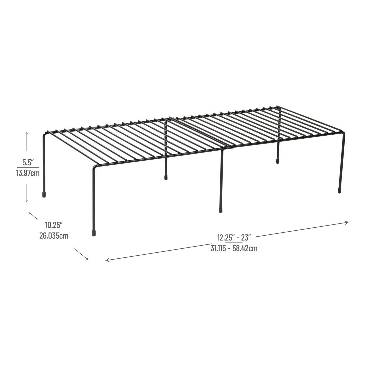 Mind Reader Expandable Shelf, Kitchen Pantry, Cabinet Organizer, Multi-Purpose Storage, Metal, 12.25-23"L x 10.25"W x 5.5"H, SIlver