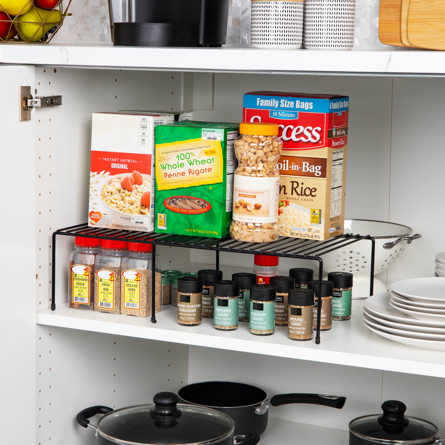 Mind Reader Expandable Shelf, Kitchen Pantry, Cabinet Organizer, Multi-Purpose Storage, Metal, 12.25-23"L x 10.25"W x 5.5"H, SIlver