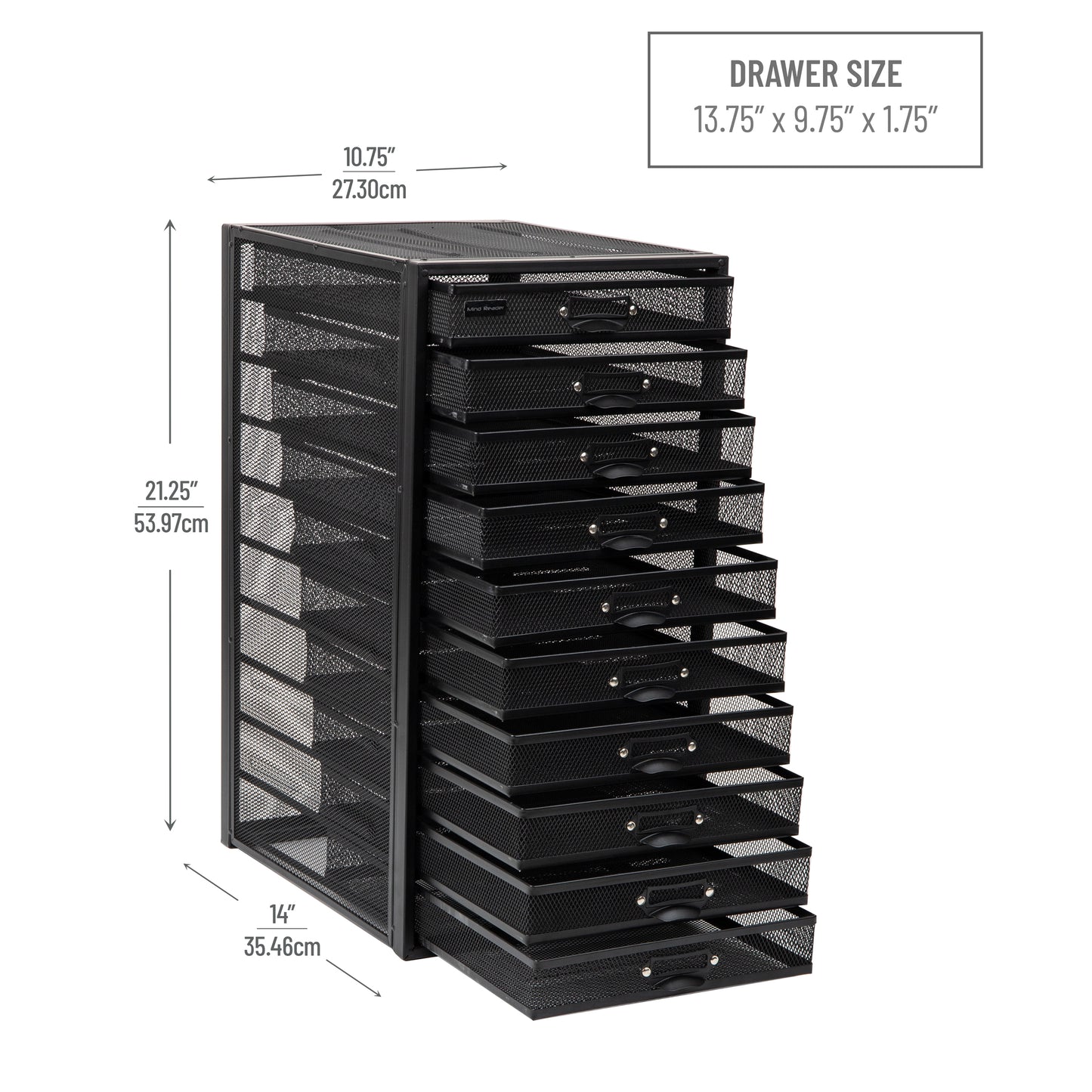 Mind Reader File Storage Drawers, Desk Organizer, Multi-Purpose, Crafts, Office, Metal Mesh, 10.75"L x 14"W x 21.25"H