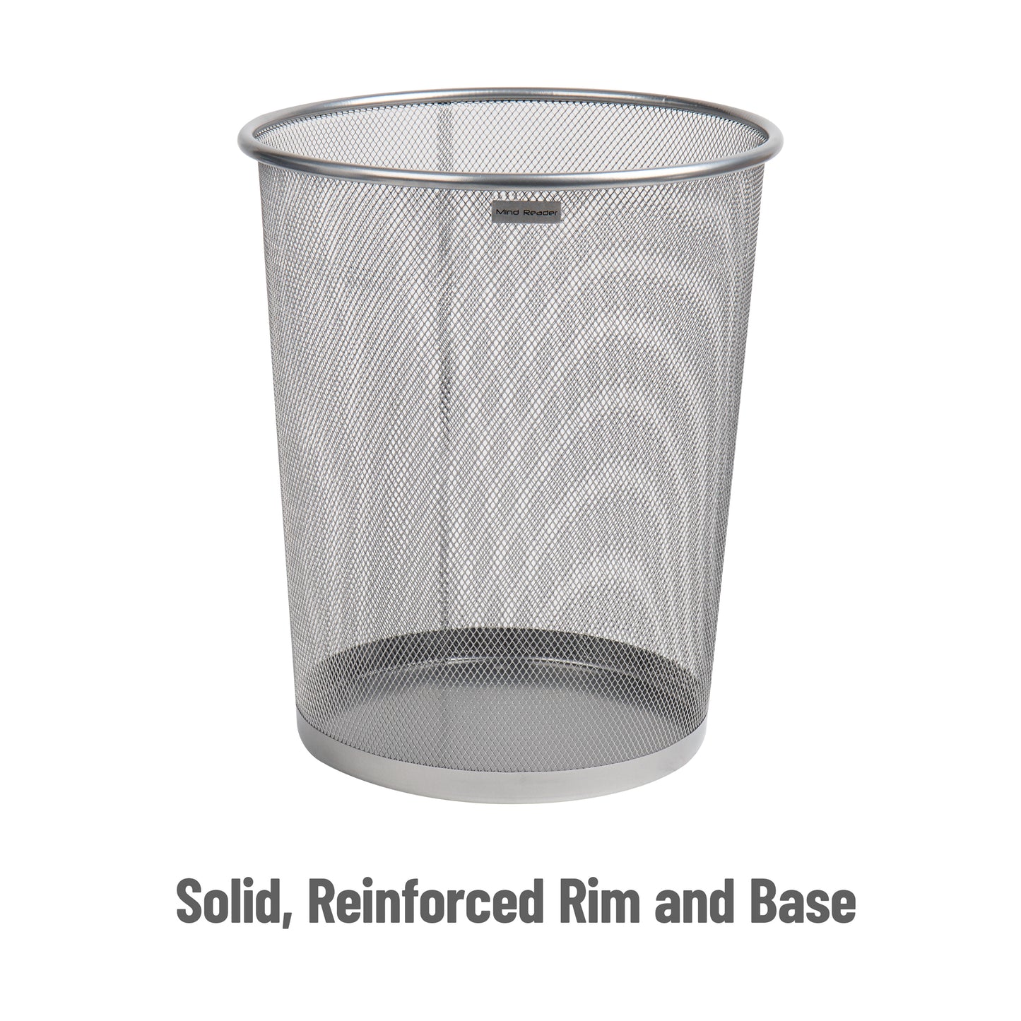 Mind Reader Mesh Trash Can, 16.65L (4.4 gal), Waste Paper Basket, Round, Office, Metal Mesh, 11.5"L x 11.5"W x 13.75"H