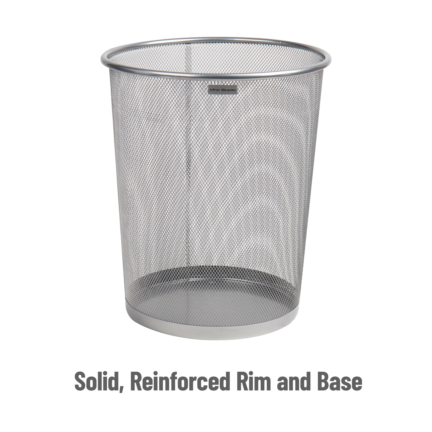 Mind Reader Mesh Trash Can, 16.65L (4.4 gal), Waste Paper Basket, Round, Office, Metal Mesh, 11.5"L x 11.5"W x 13.75"H