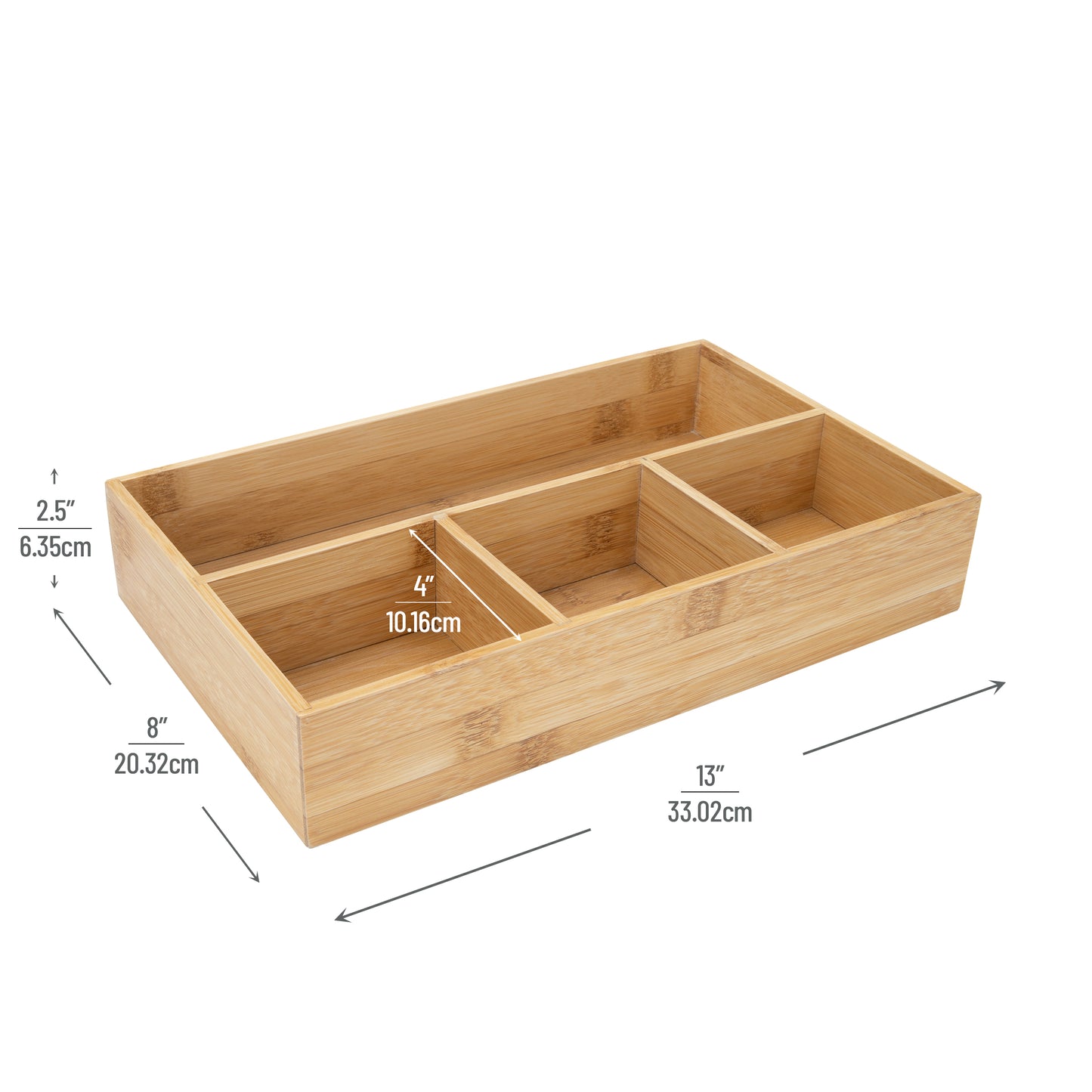 Mind Reader Bali Collection, 4-Compartment Bamboo Condiment and Accessory Storage, Countertop Organizer, Brown