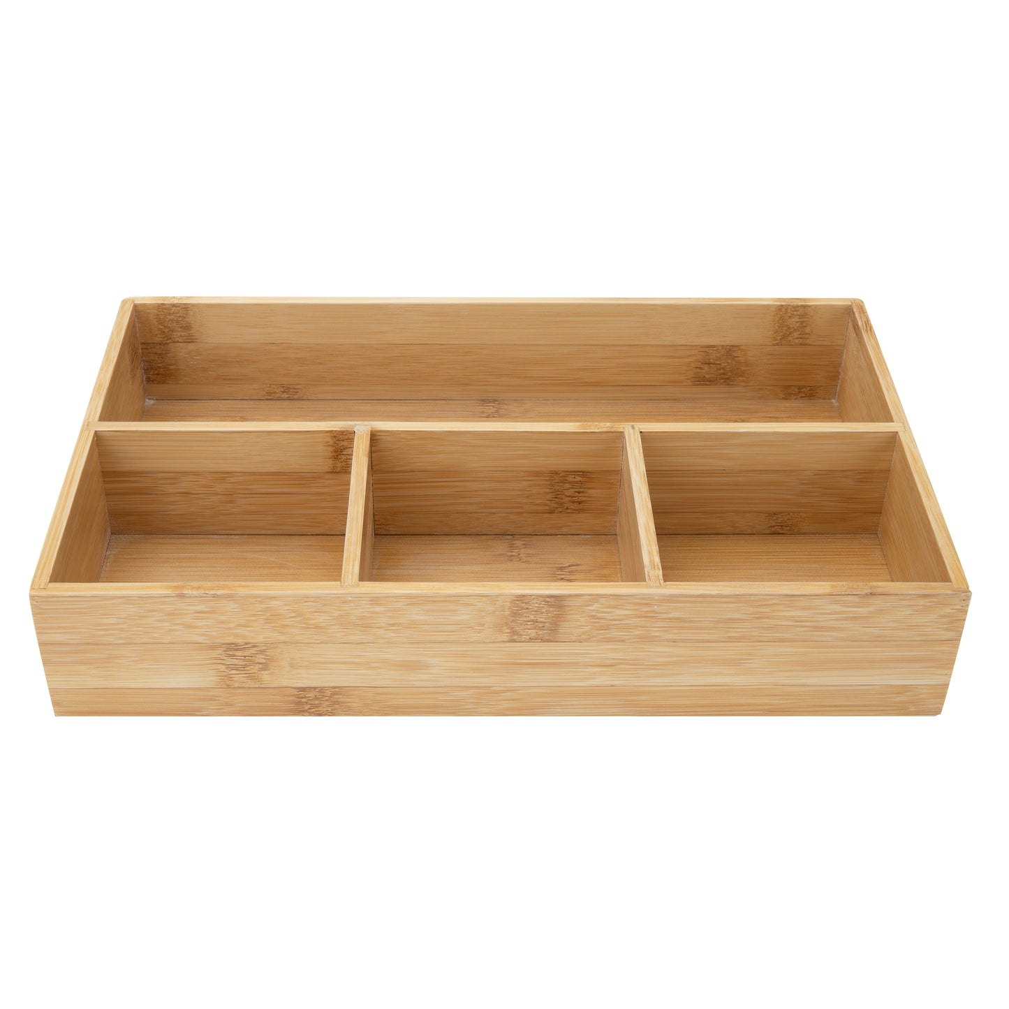 Mind Reader Bali Collection, 4-Compartment Bamboo Condiment and Accessory Storage, Countertop Organizer, Brown