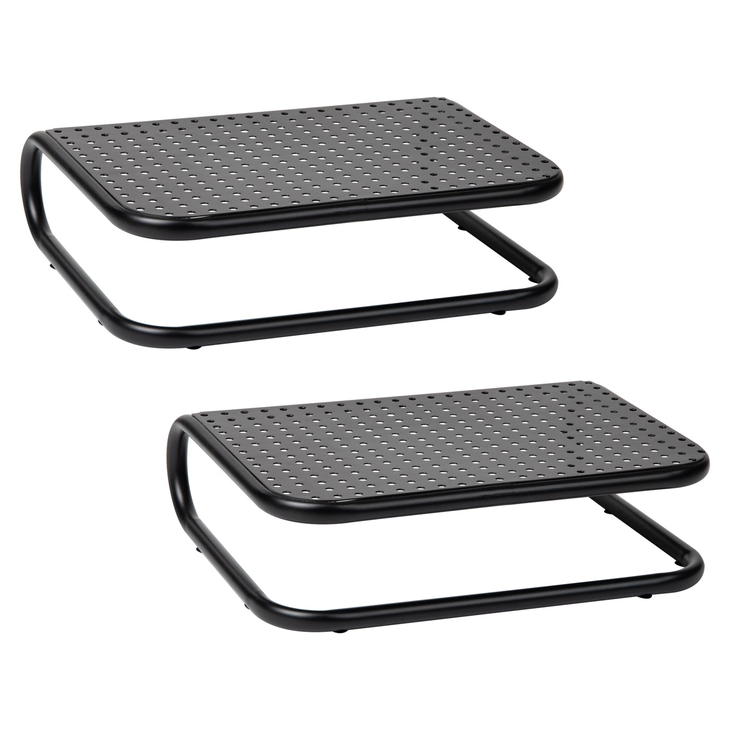 Mind Reader Monitor Stand, Ventilated Laptop Riser, Desktop Organizer, Metal, 14.25"L x 11"W x 4.25"H, Set of 2, Black