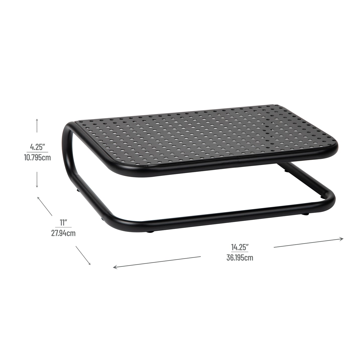Mind Reader Monitor Stand, Ventilated Laptop Riser, Desktop Organizer, Metal, 14.25"L x 11"W x 4.25"H, Set of 2, Black