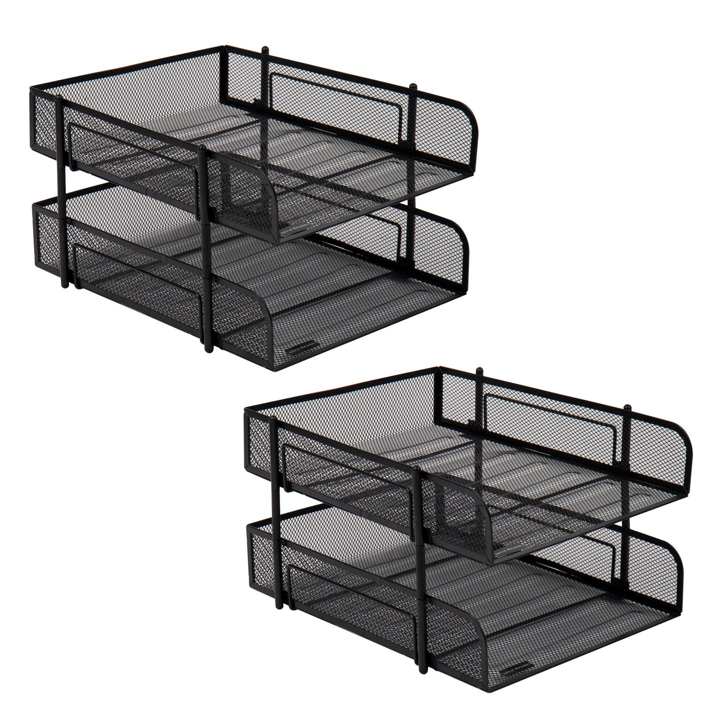 Mind Reader Paper Tray, Desk Organizer, Stackable, Storage, Office, Metal Mesh, 10.5"L x 13.25"W x 7.5"H, Set of 2, Black