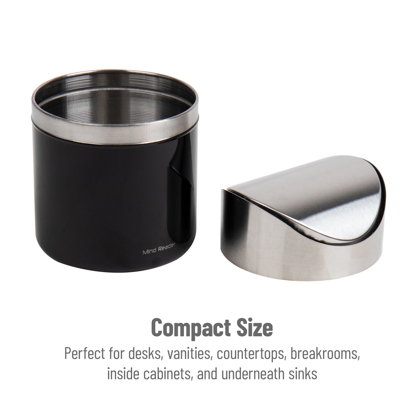 Mind Reader Mini Countertop Trash Can, 1.5 Liter/0.40 Gallon Capacity, Swivel Lid, Recycling Bin, Compost Bin, Desktop Organizer, Set of 2