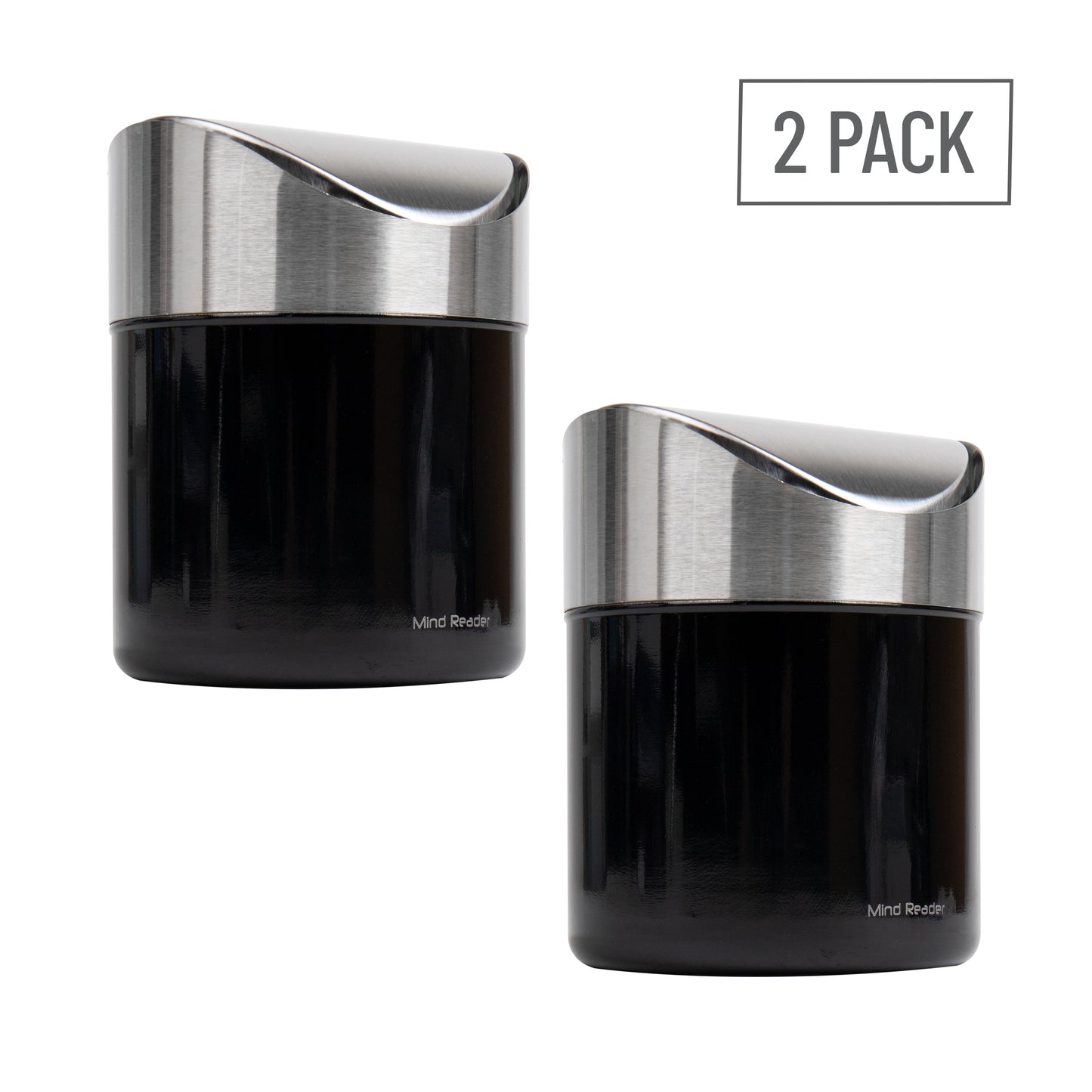 Mind Reader Mini Countertop Trash Can, 1.5 Liter/0.40 Gallon Capacity, Swivel Lid, Recycling Bin, Compost Bin, Desktop Organizer, Set of 2