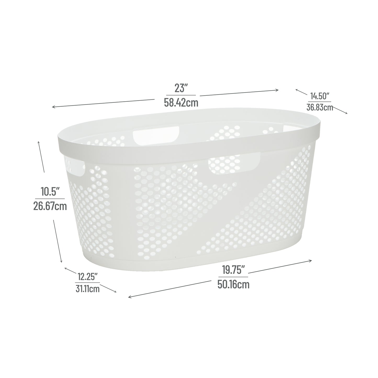Mind Reader 40L Laundry Basket, Clothes Hamper, Ventilated, Plastic, 23"L x 14.5"W x 10.5"H