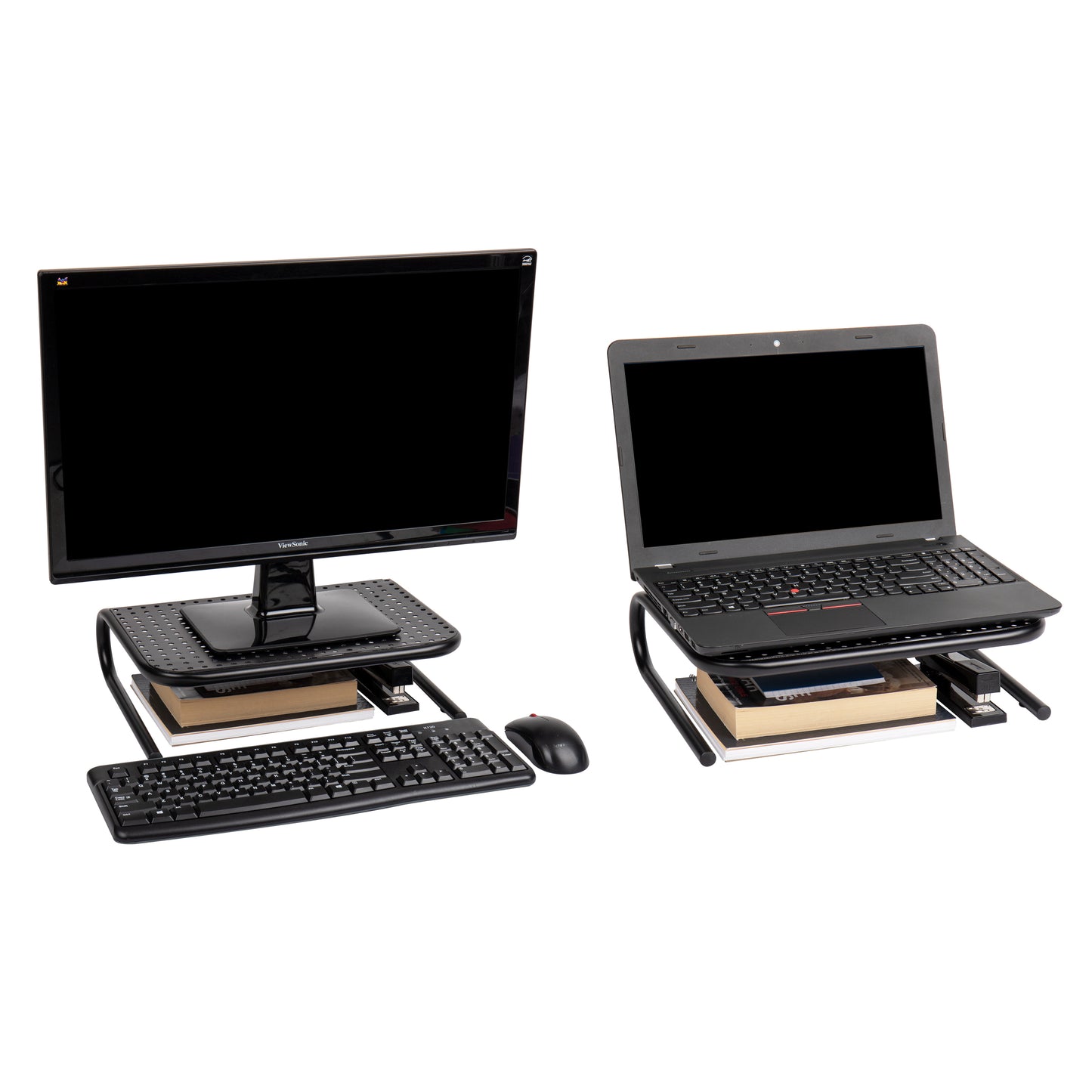 Mind Reader Monitor Stand, Ventilated Laptop Riser, Desktop Organizer, Metal, 14.5"L x 11.25"W x 4.25"H