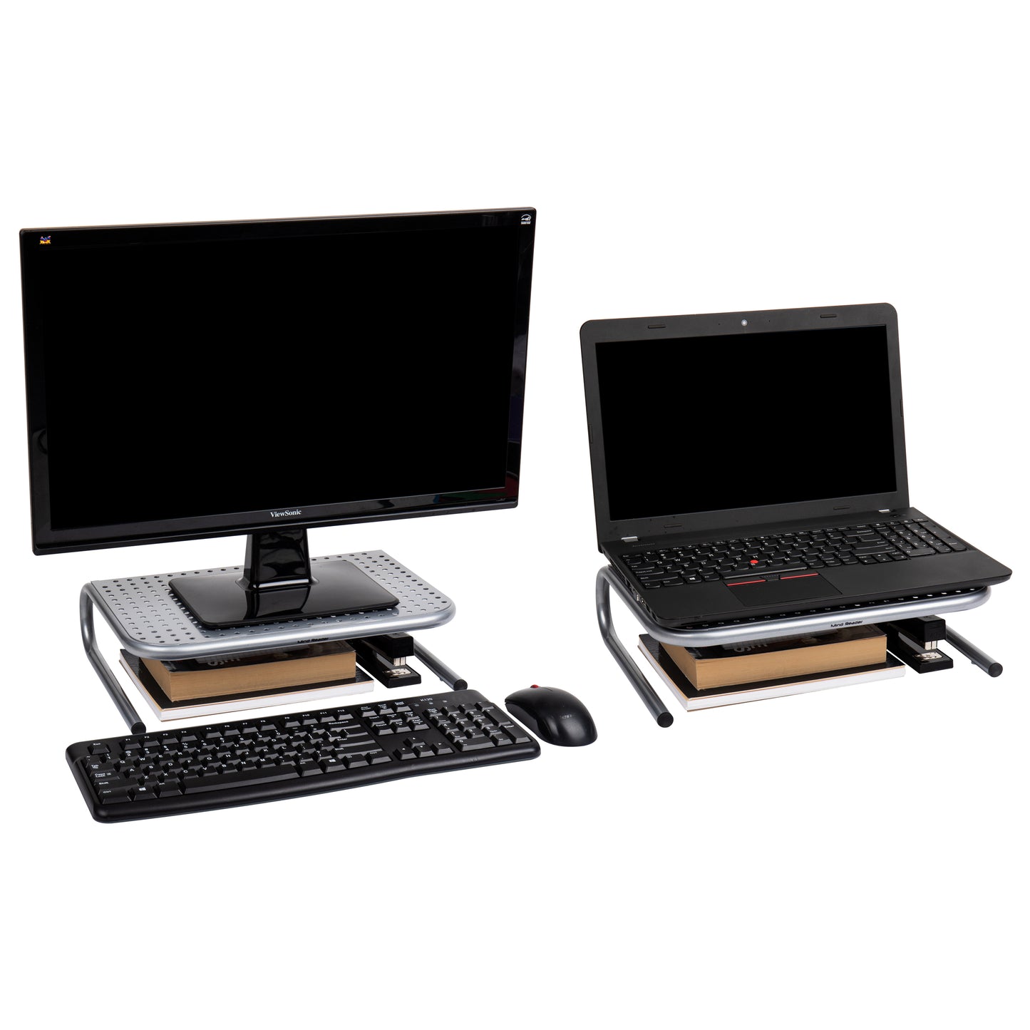 Mind Reader Monitor Stand, Ventilated Laptop Riser, Desktop Organizer, Metal, 14.5"L x 11.25"W x 4.25"H