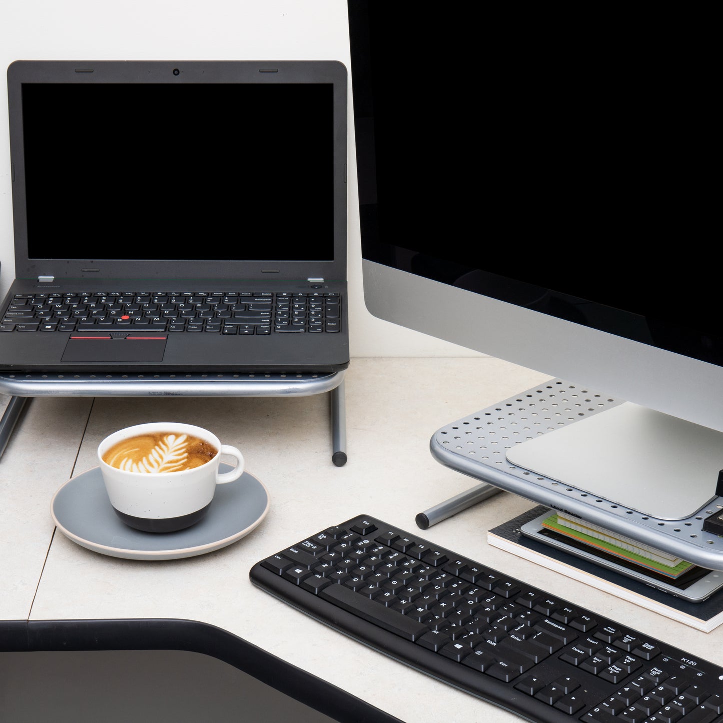 Mind Reader Monitor Stand, Ventilated Laptop Riser, Desktop Organizer, Metal, 14.5"L x 11.25"W x 4.25"H