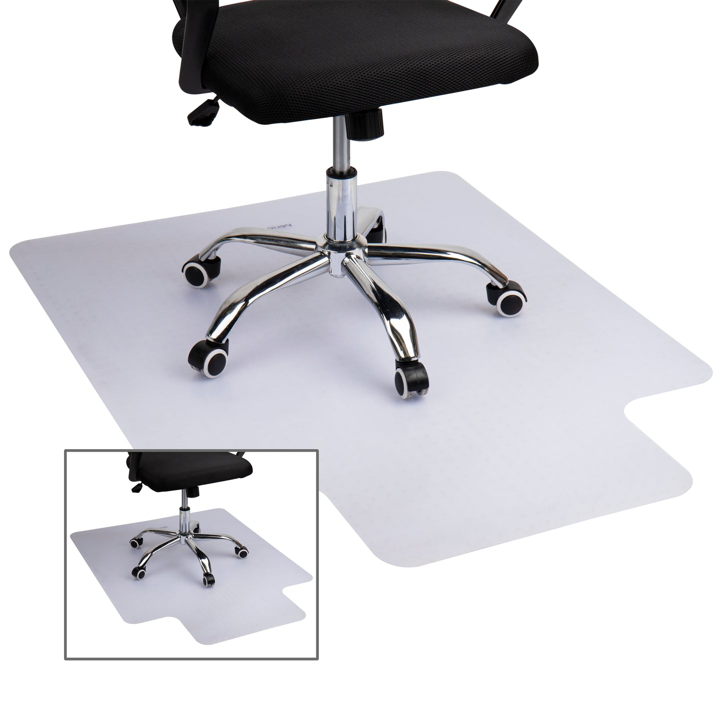 Mind Reader Office Chair Mat for Carpet, Under Desk Protector, Carpet Grips, Rolling, PVC, 47.5"L x 35.5"W x 0.125"H, Clear