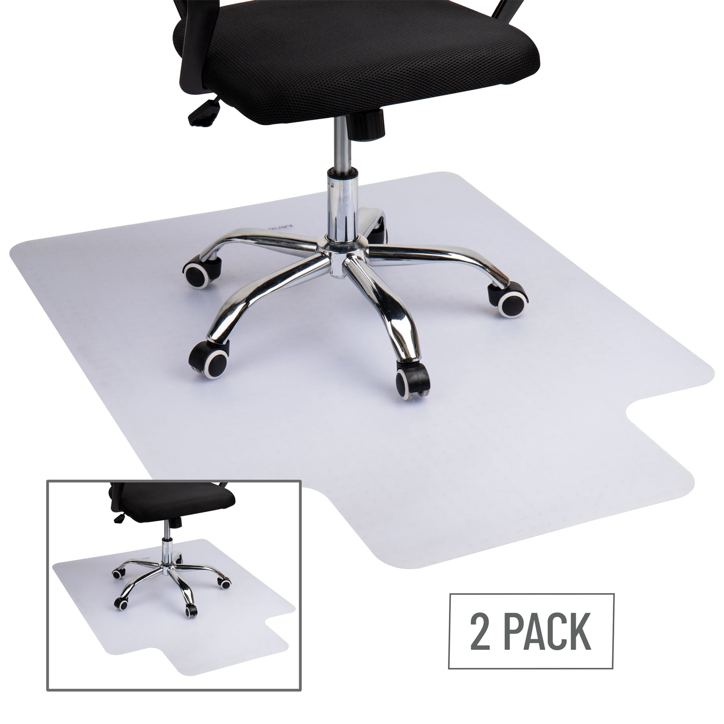 Mind Reader Office Chair Mat for Carpet, Under Desk Protector, Carpet Grips, Rolling, PVC, 47.5"L x 35.5"W x 0.125"H, Clear