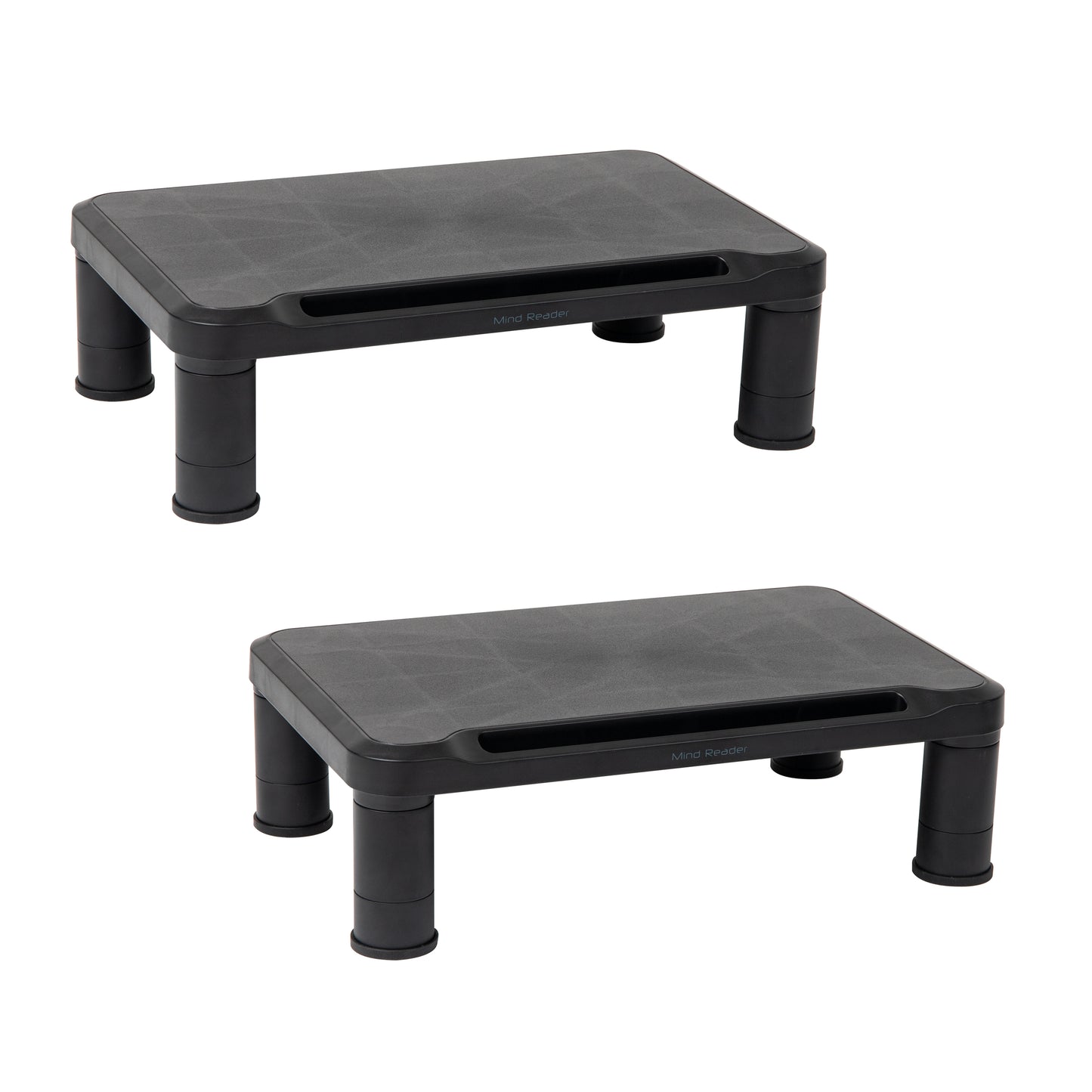 Mind Reader Monitor Stand, Height Adjustable, Laptop, Computer, Riser, Office, 14.5"L x 10.5"W x 5.25"H, Set of 2, Black