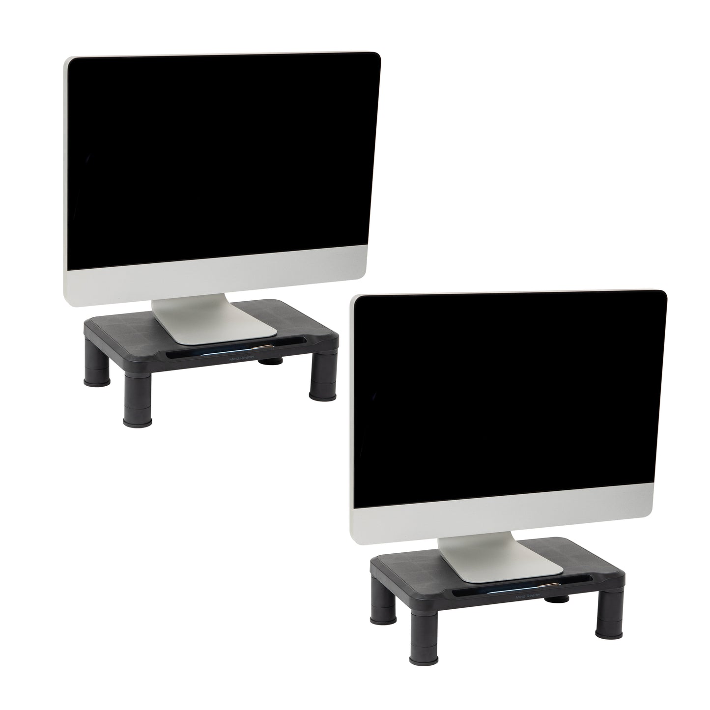 Mind Reader Monitor Stand, Height Adjustable, Laptop, Computer, Riser, Office, 14.5"L x 10.5"W x 5.25"H, Set of 2, Black