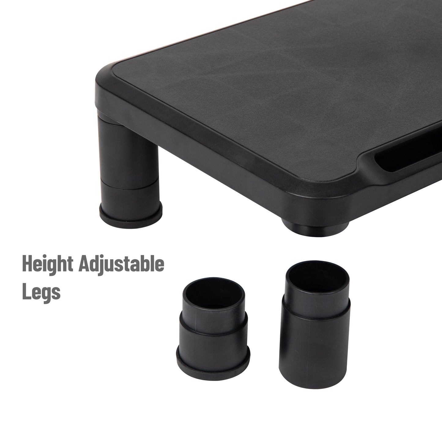 Mind Reader Monitor Stand, Height Adjustable, Laptop, Computer, Riser, Office, 14.5"L x 10.5"W x 5.25"H, Set of 2, Black