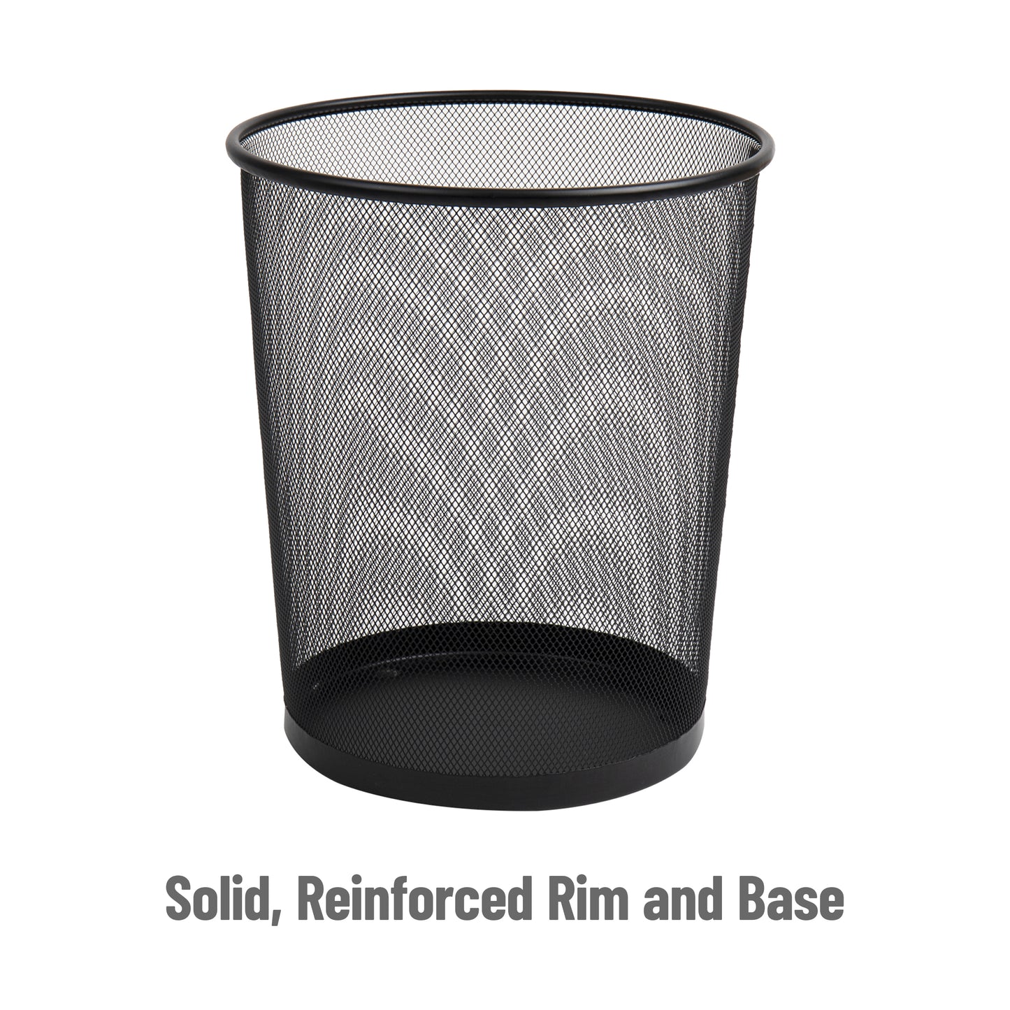 Mind Reader Mesh Trash Can, Set of 3, Waste Paper Basket, Round, Office, Metal Mesh, 11.5"L x 11.5"W x 13.75"H, Black