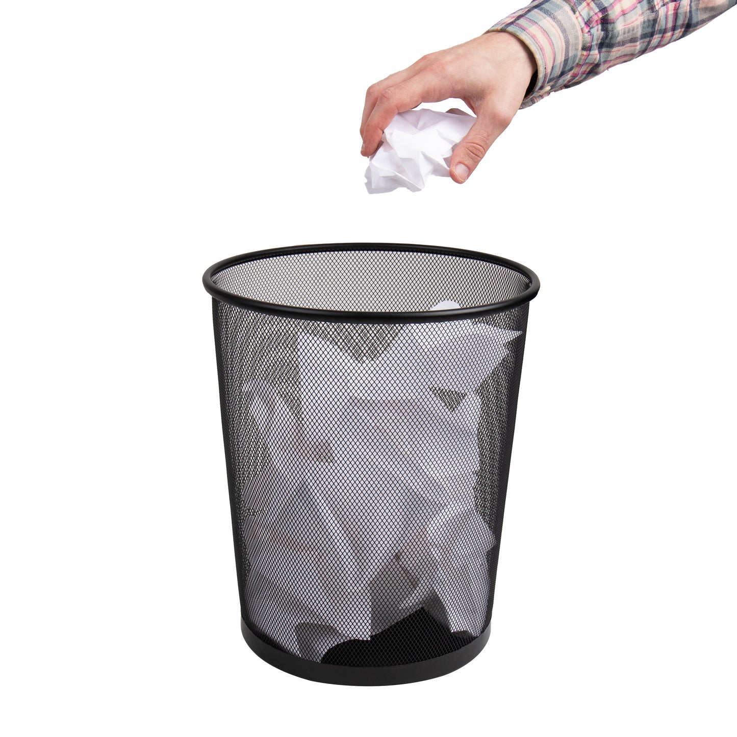 Mind Reader Mesh Trash Can, Set of 3, Waste Paper Basket, Round, Office, Metal Mesh, 11.5"L x 11.5"W x 13.75"H, Black