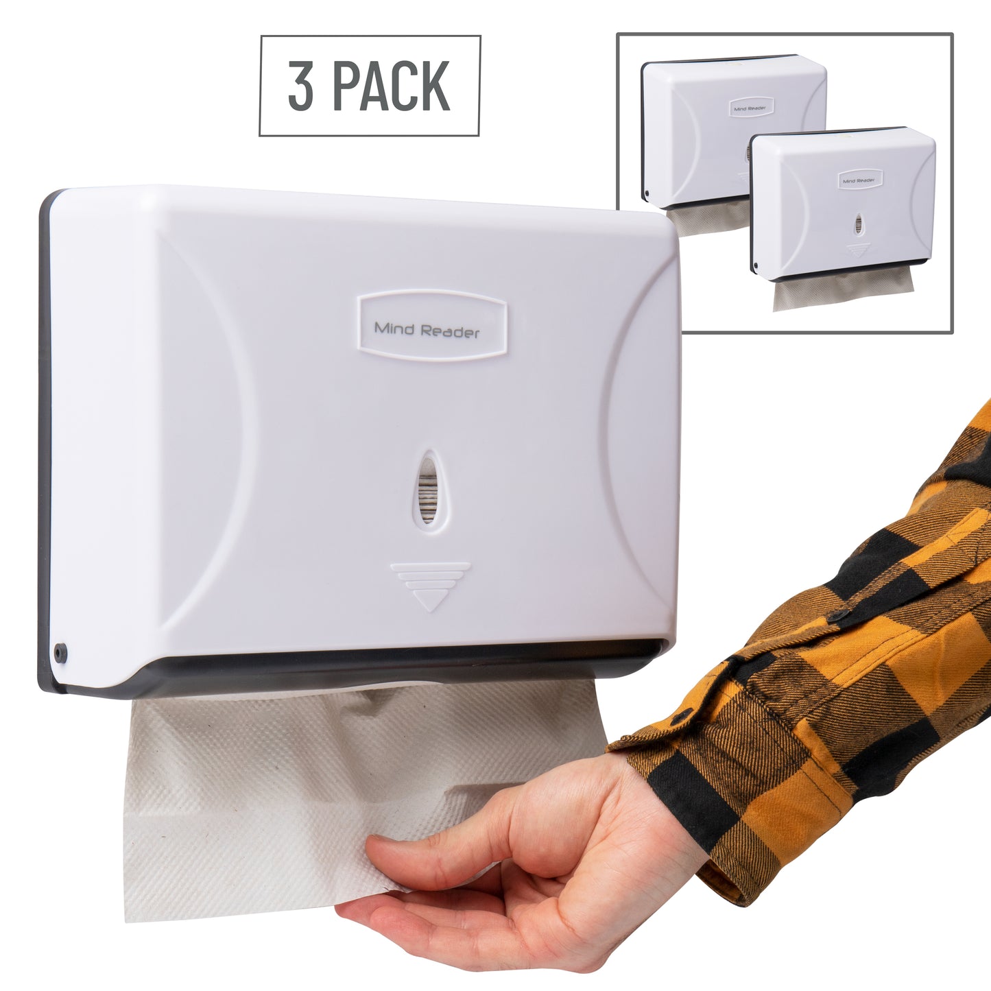 Mind Reader Paper Towel Dispenser, Paper Towel Holder, Restroom, Wall Mount, 3.75"L x 10.25"W x 8"H