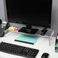Mind Reader Monitor Stand, Desktop Organizer, Riser, Office, Acrylic, 8.5"L x 23.5"W x 4.125"H, Clear