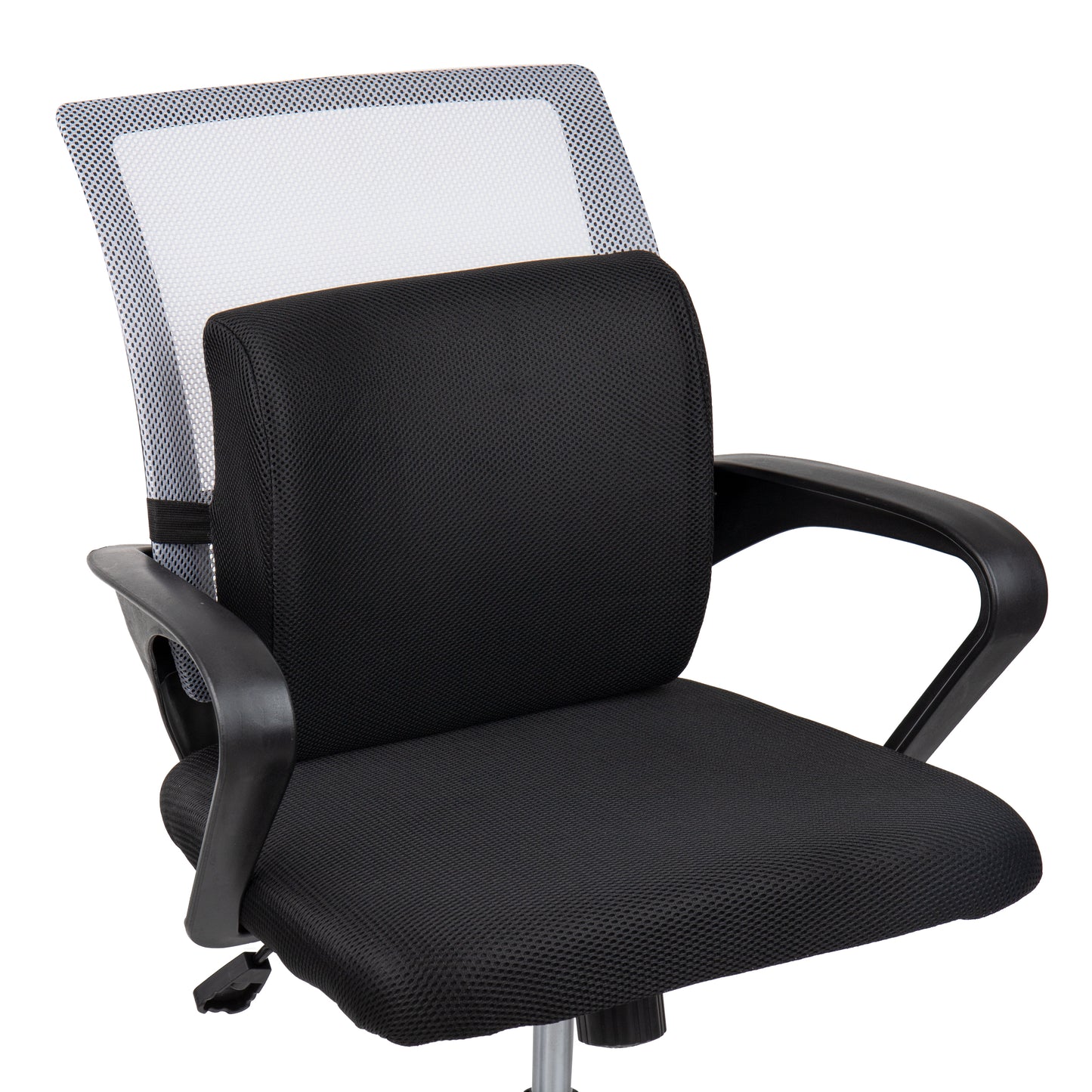 Mind Reader Lumbar Support Cushion for Office Chair and Car Seat, Memory Foam, Posture Corrector, Versatile Lower Back Cushion, 13.5"L x 4"W x 12.25"H, Black