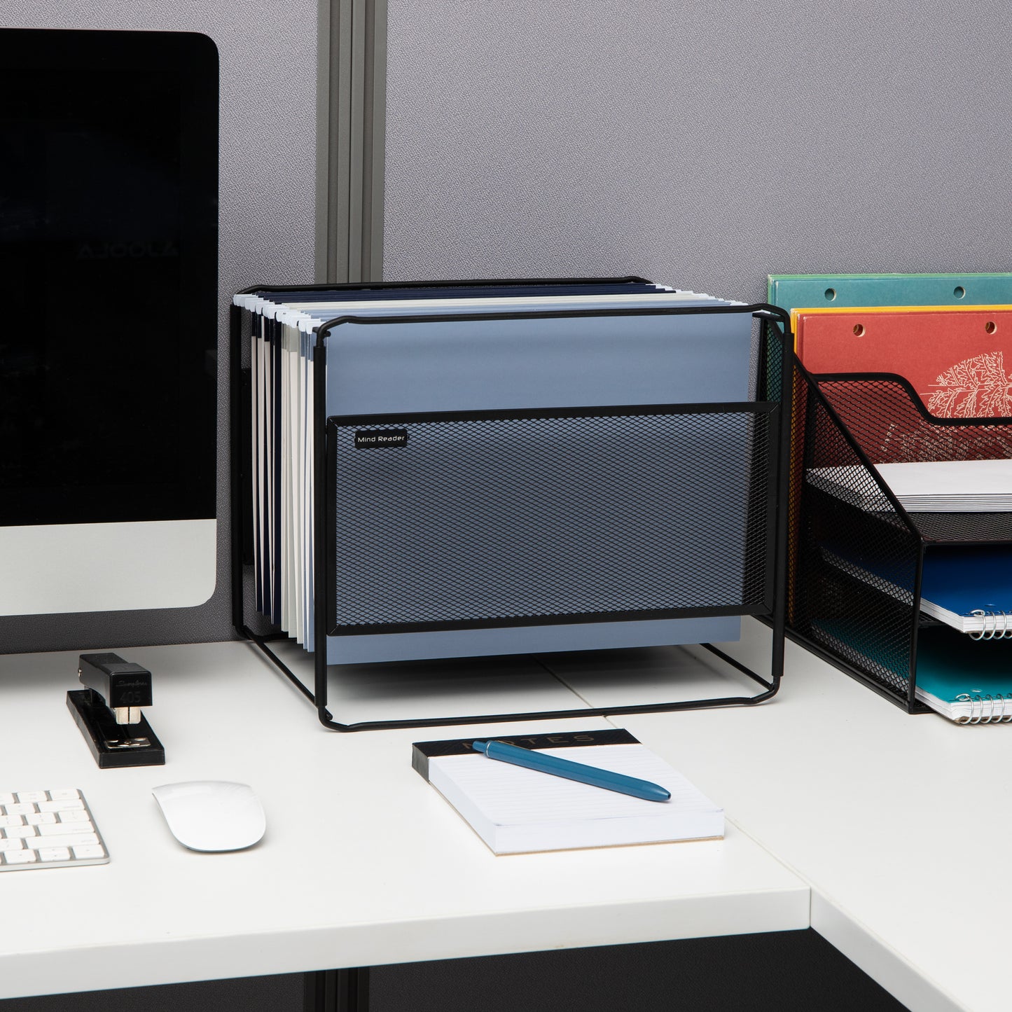Mind Reader Hanging File Folder Organizer, Desktop Organizer, Storage, Office, Metal Mesh, 13"L x 9.75"W x 10.25"H