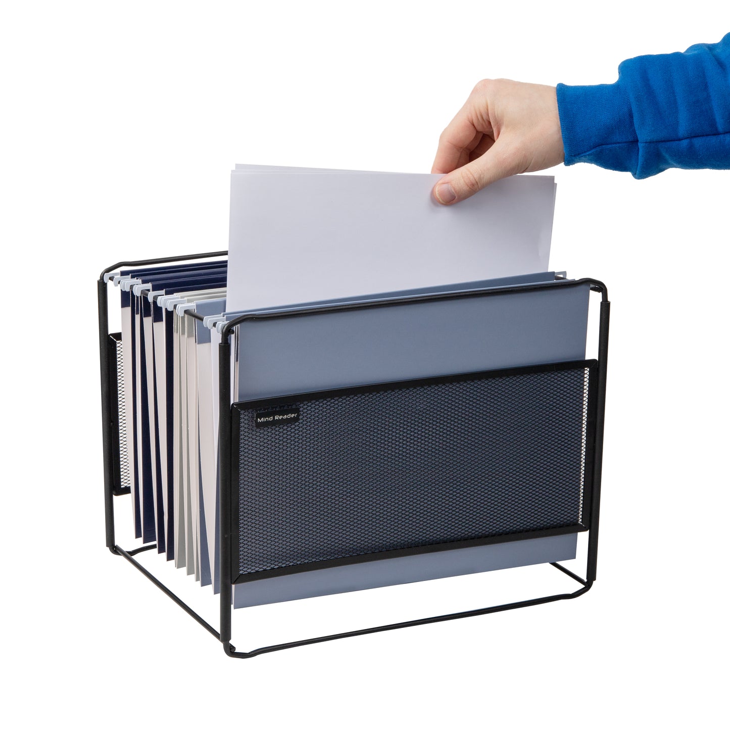 Mind Reader Hanging File Folder Organizer, Desktop Organizer, Storage, Office, Metal Mesh, 13"L x 9.75"W x 10.25"H