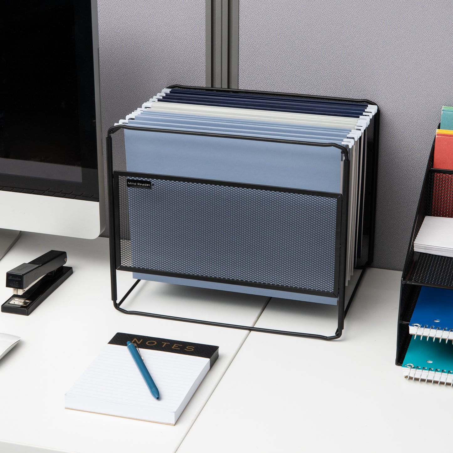 Mind Reader Hanging File Folder Organizer, Desktop Organizer, Storage, Office, Metal Mesh, 13"L x 9.75"W x 10.25"H