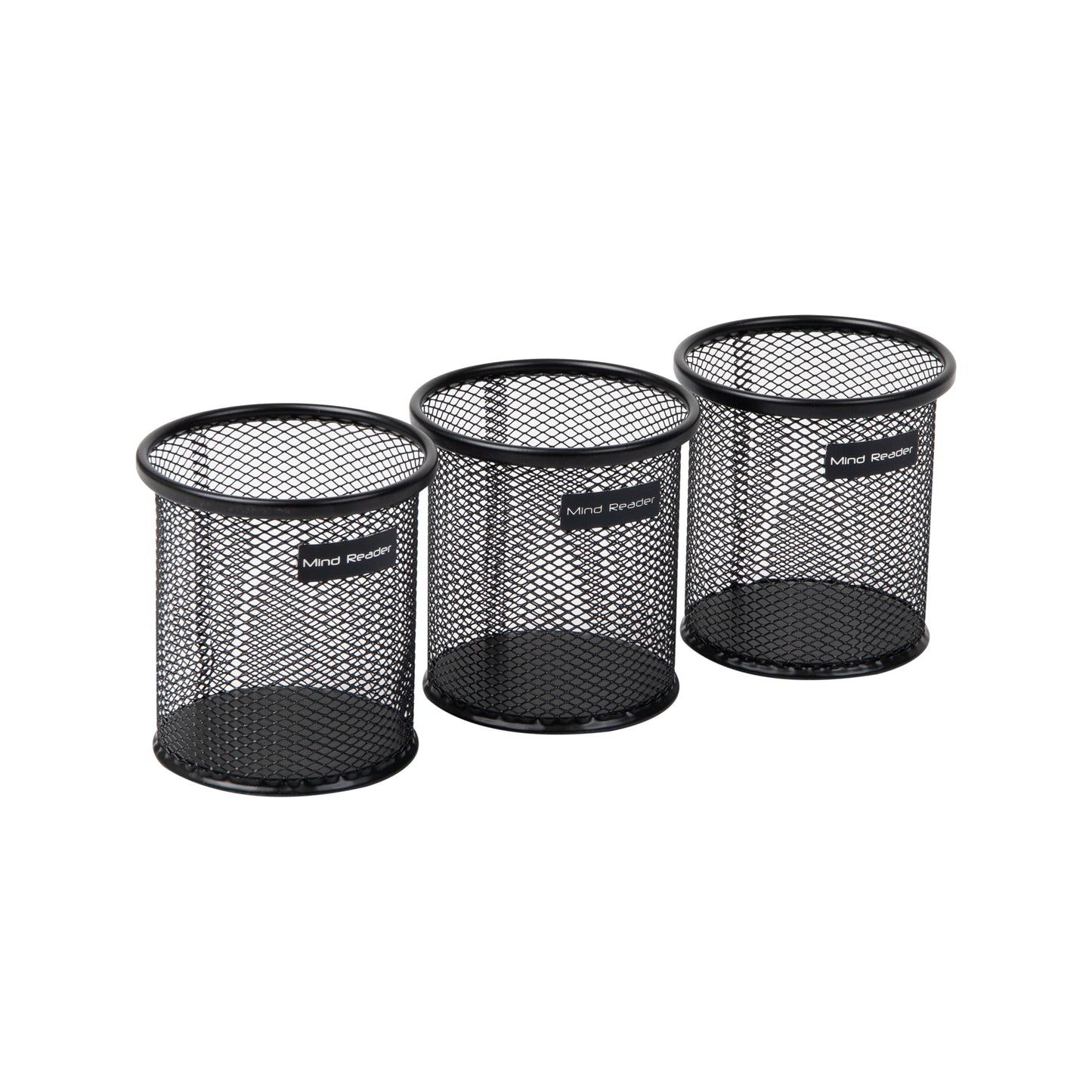 Mind Reader Pen and Accessories Holder, Desktop Organizer, Office, Metal Mesh, 3.5"L x 3.5"W x 3.75"H, Set of 3