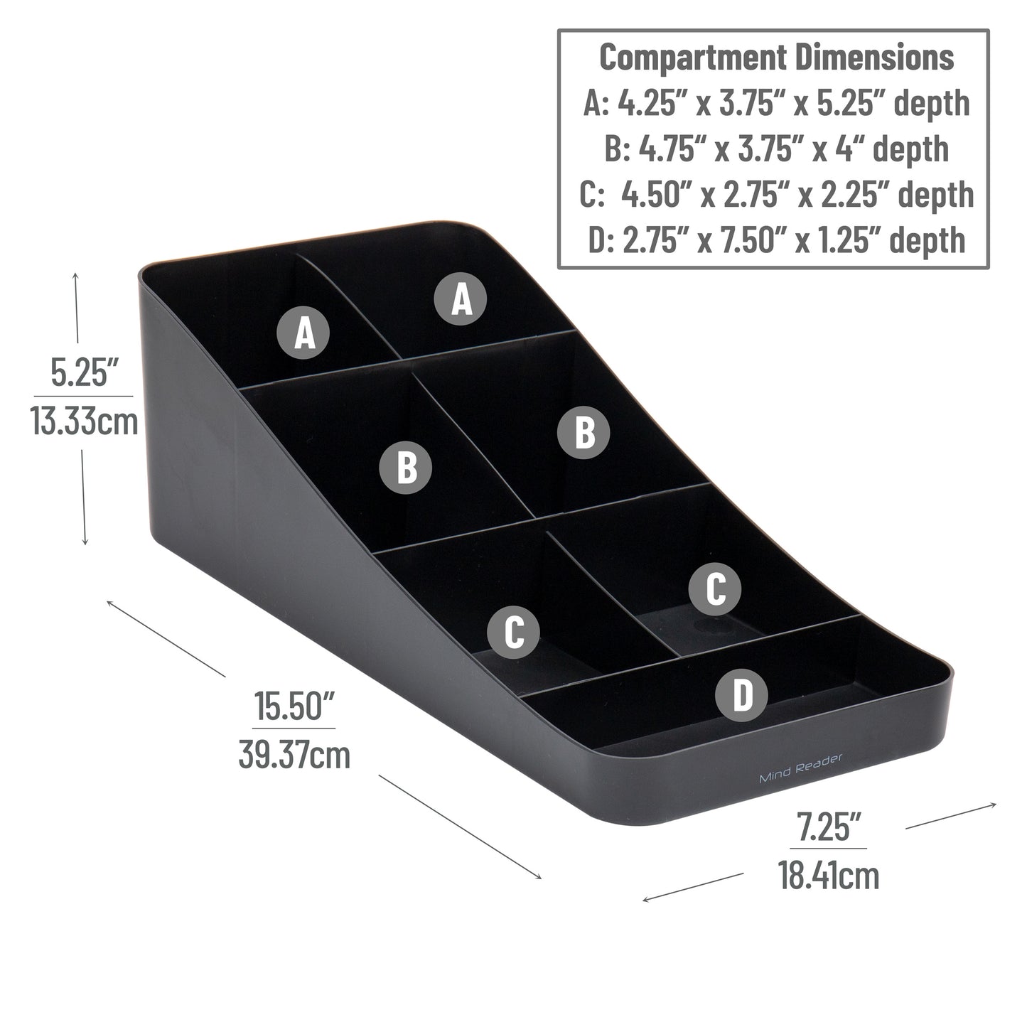Mind Reader Countertop Organizer, Office Breakroom Supply Caddy, Desktop Organizer, Metal Mesh, Black
