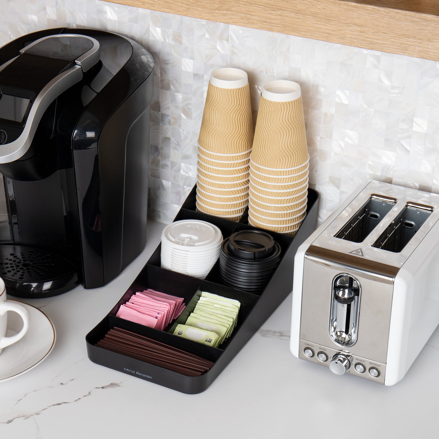 Mind Reader Countertop Organizer, Office Breakroom Supply Caddy, Desktop Organizer, Metal Mesh, Black