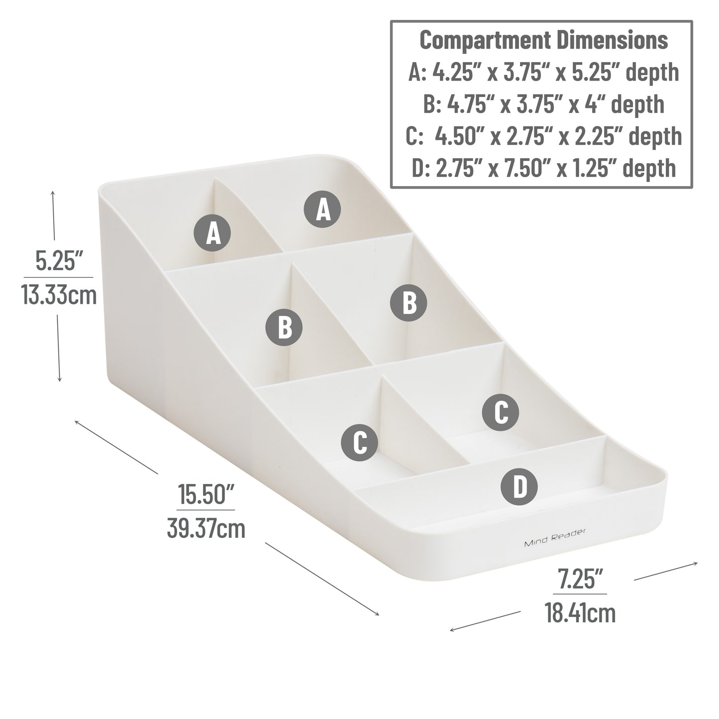Mind Reader Cup and Condiment Station, Countertop Organizer, Coffee Bar, Kitchen, 7.25"L x 15.5"W x 5.25"H