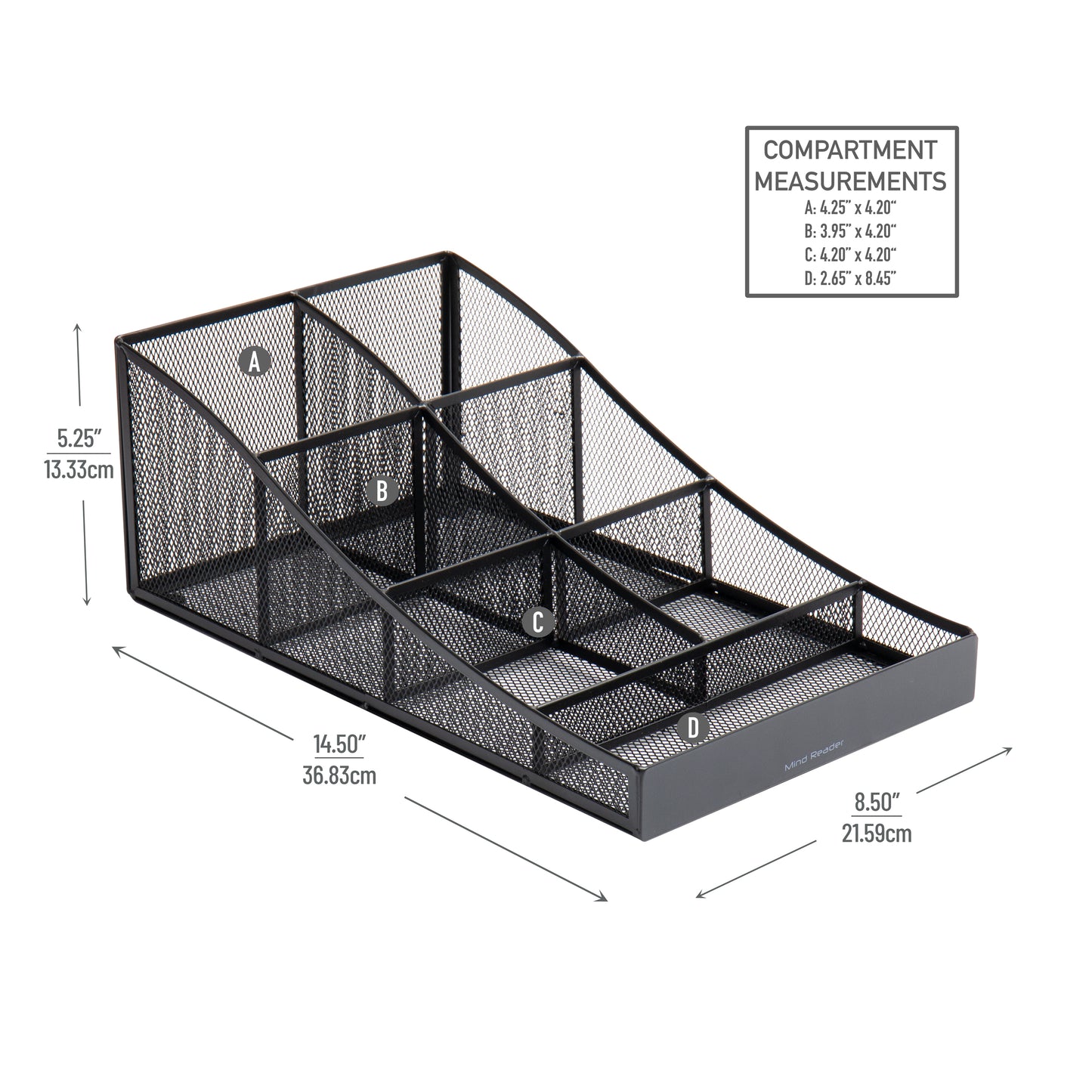 Mind Reader Countertop Organizer, Office Breakroom Supply Caddy, Desktop Organizer, Metal Mesh, Black
