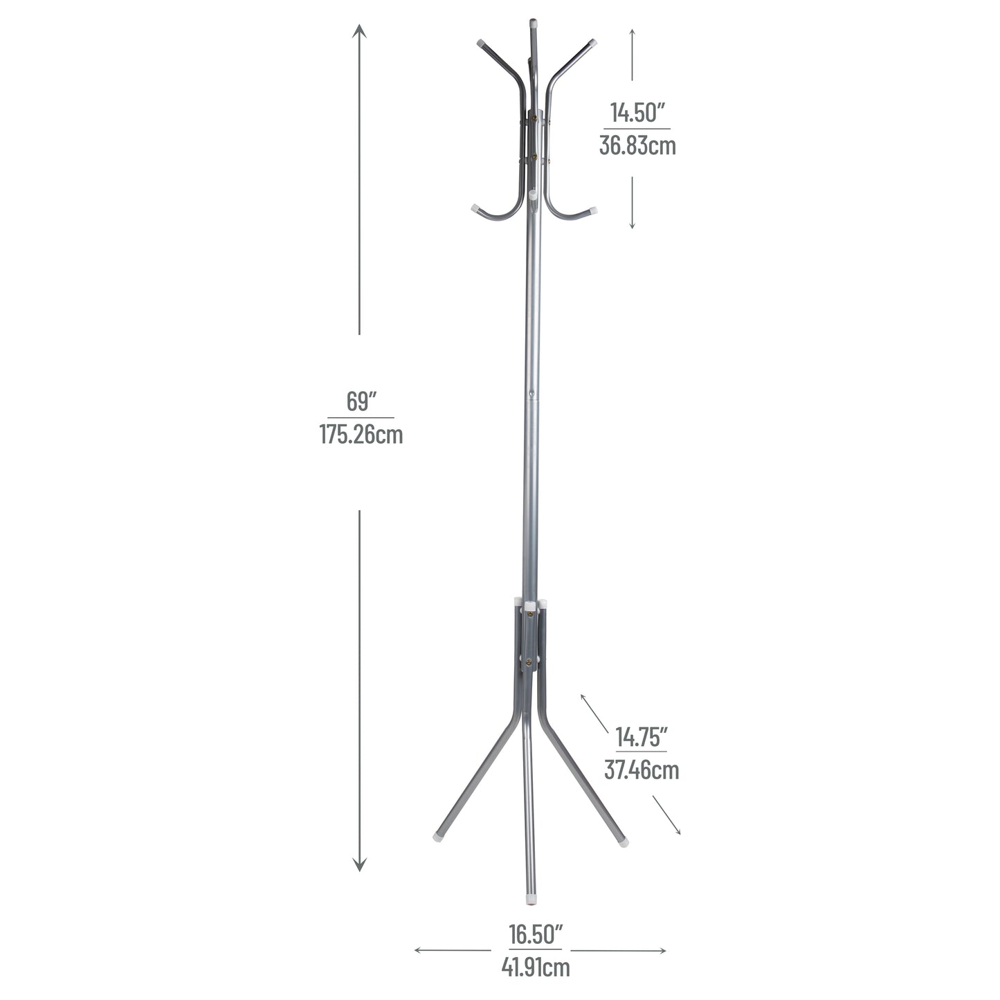 Mind Reader Freestanding Coat Rack, Multi-Hook Organizer for Office or Entryway, Metal