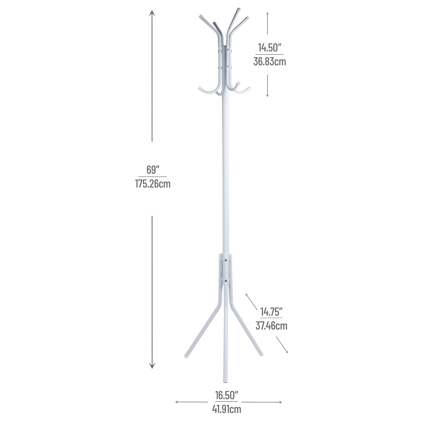 Mind Reader Freestanding Coat Rack, Multi-Hook Organizer for Office or Entryway, Metal