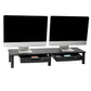 Mind Reader Dual Monitor Stand, Height Adjustable, Desktop Organizer, Laptop Riser, Office, 38.5"L x 11"W x 2.55-6.5"H, Black