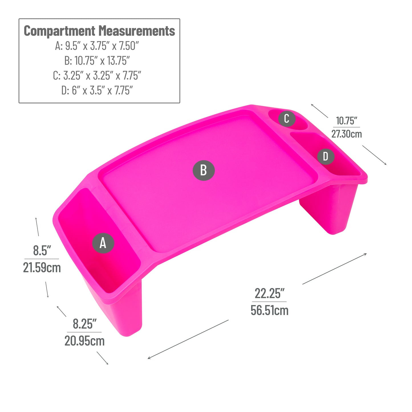 Mind Reader Kids Lap Desk, Activity Tray, Drawing, Stackable, Classroom, Portable, Plastic, 22.25"L x 10.75"W x 8.5"H