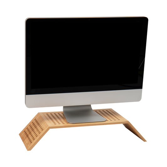 Mind Reader Monitor Stand, Ventilated Laptop Riser, Desktop Organizer, Office, Rayon from Bamboo, 20.75"L x 9"W x 4"H, Brown