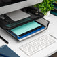 Mind Reader Monitor Stand, Ventilated Laptop Riser, Desktop Organizer, Paper Tray, Metal Mesh, 16.75"L x 13"W x 5.25"H, Black