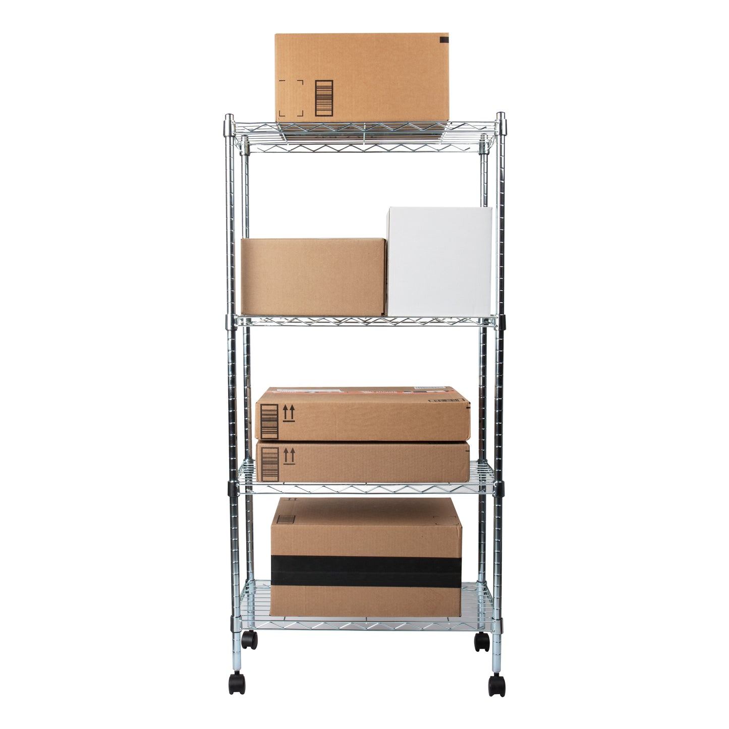 Mind Reader Storage Shelves, Garage Shelving, Storage, Pantry Organization, Wheels, Metal, 23.25"L x 13.5"W x 49.5"H, Silver