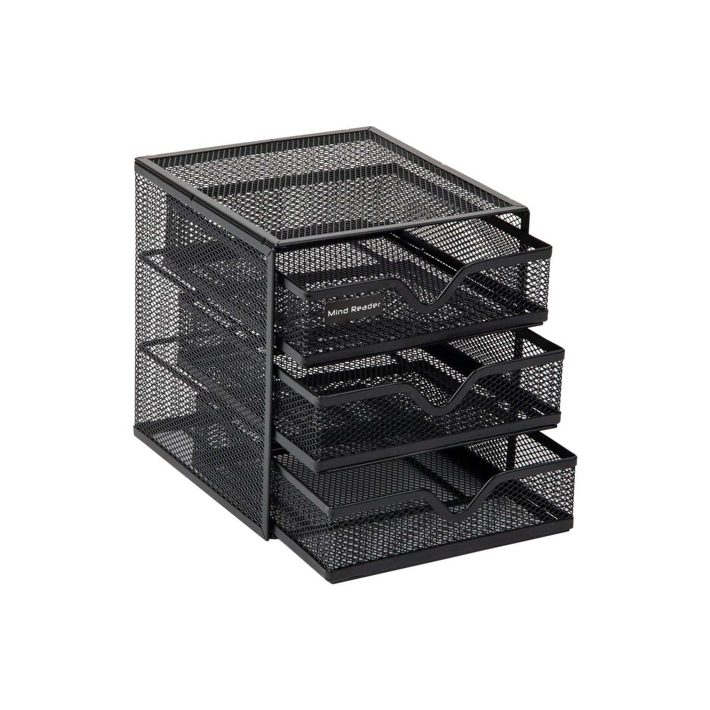 Mind Reader Desktop Accessory Storage, Desk Supplies, Organizer, Office, Metal Mesh, 6.25"L x 6.5"W x 6.5"H, Black