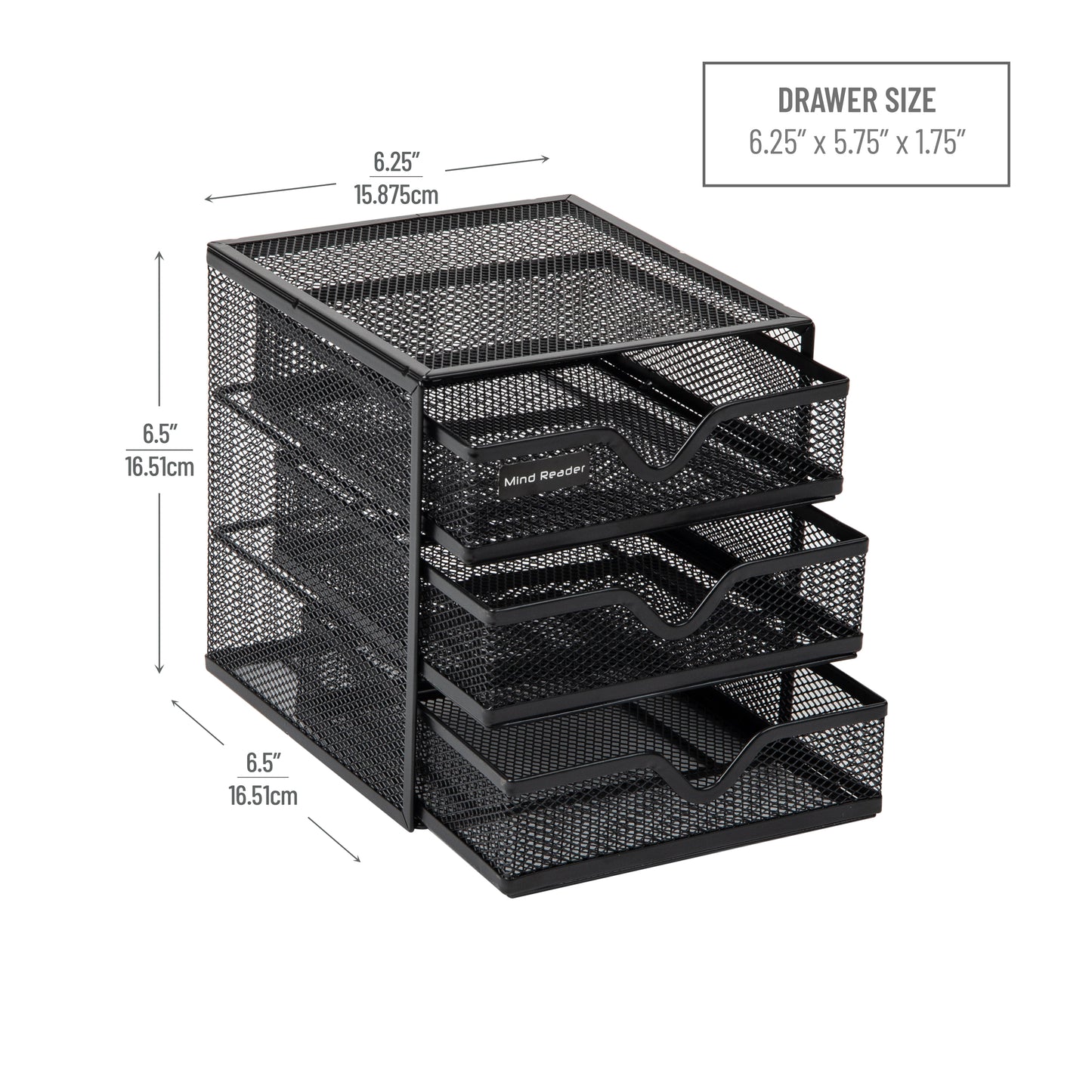 Mind Reader Desktop Accessory Storage, Desk Supplies, Organizer, Office, Metal Mesh, 6.25"L x 6.5"W x 6.5"H, Black