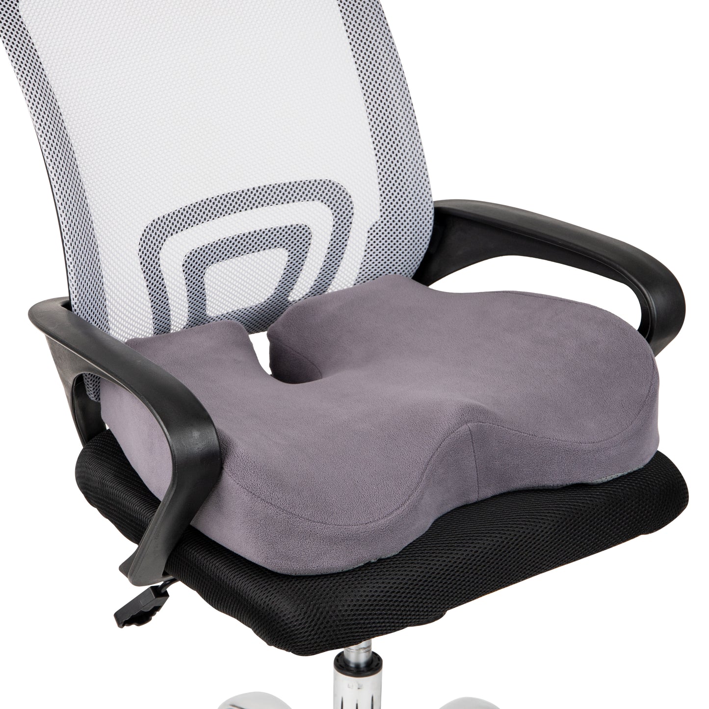 Mind Reader Memory Foam Seat Cushion, Ergonomic Pressure Relief for Office, Car, and More, Relieves Hip, Tailbone, Coccyx & Sciatica Pain, 18"L x 16.75"W x 4"H