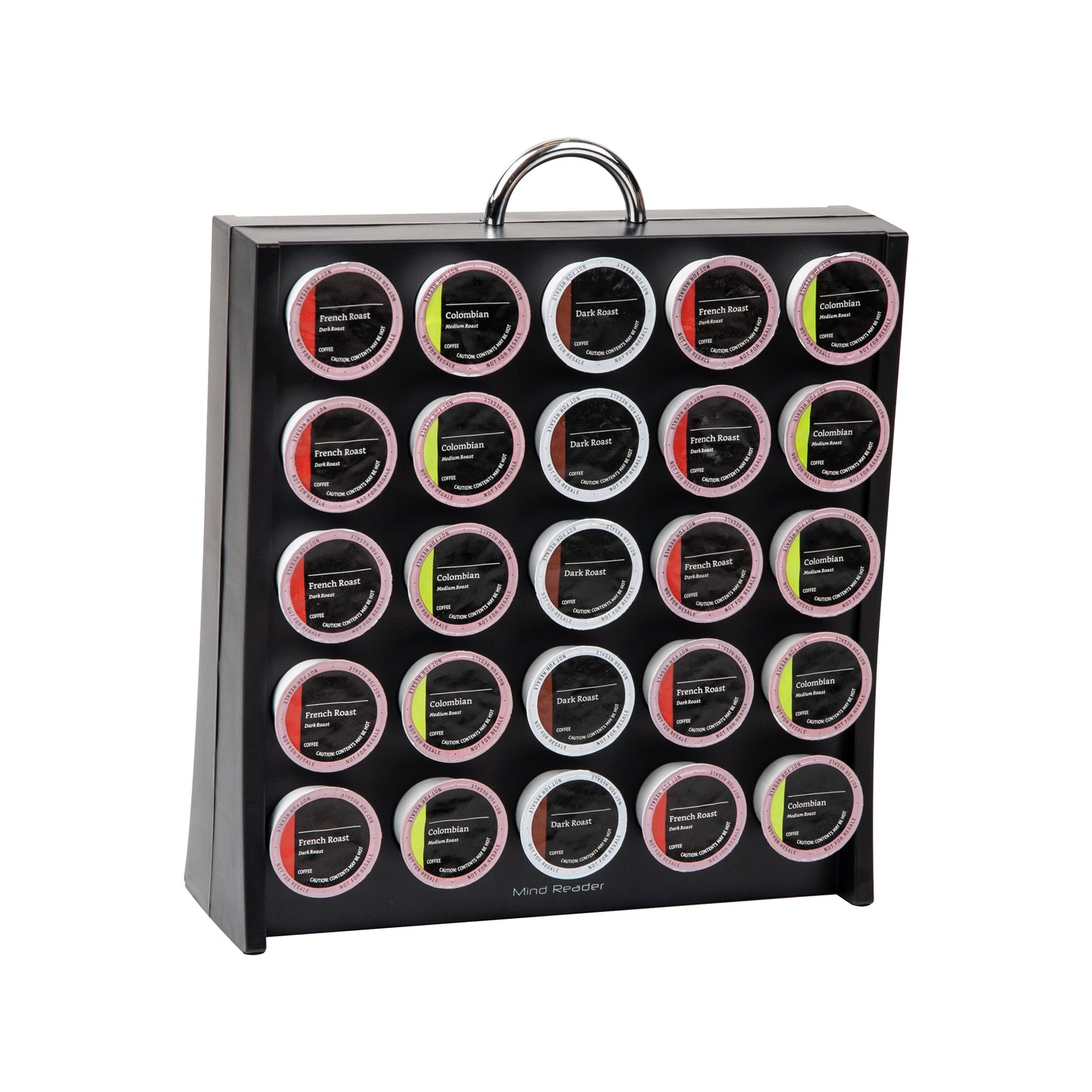 Mind Reader Single Serve Coffee Pod Storage, 50 Coffee Pod Capacity, Countertop, Double-Sided, 12"L x 4"W x 14"H, Black