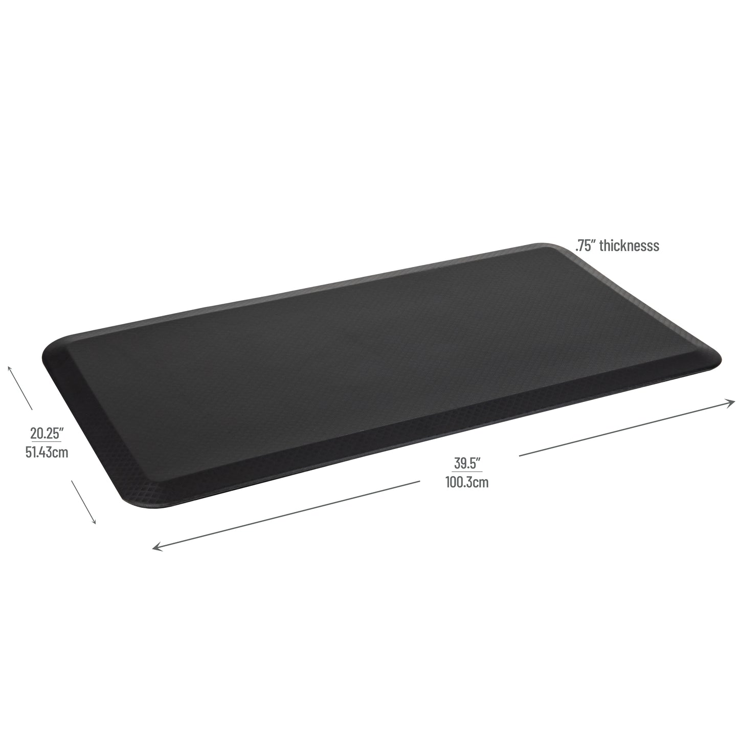 Mind Reader Anti Fatigue Kitchen Mat, Standing Desk Mat, Cushioned Mat, Office, Kitchen, Rubber, 19.5 x 35.25 x 1, Black