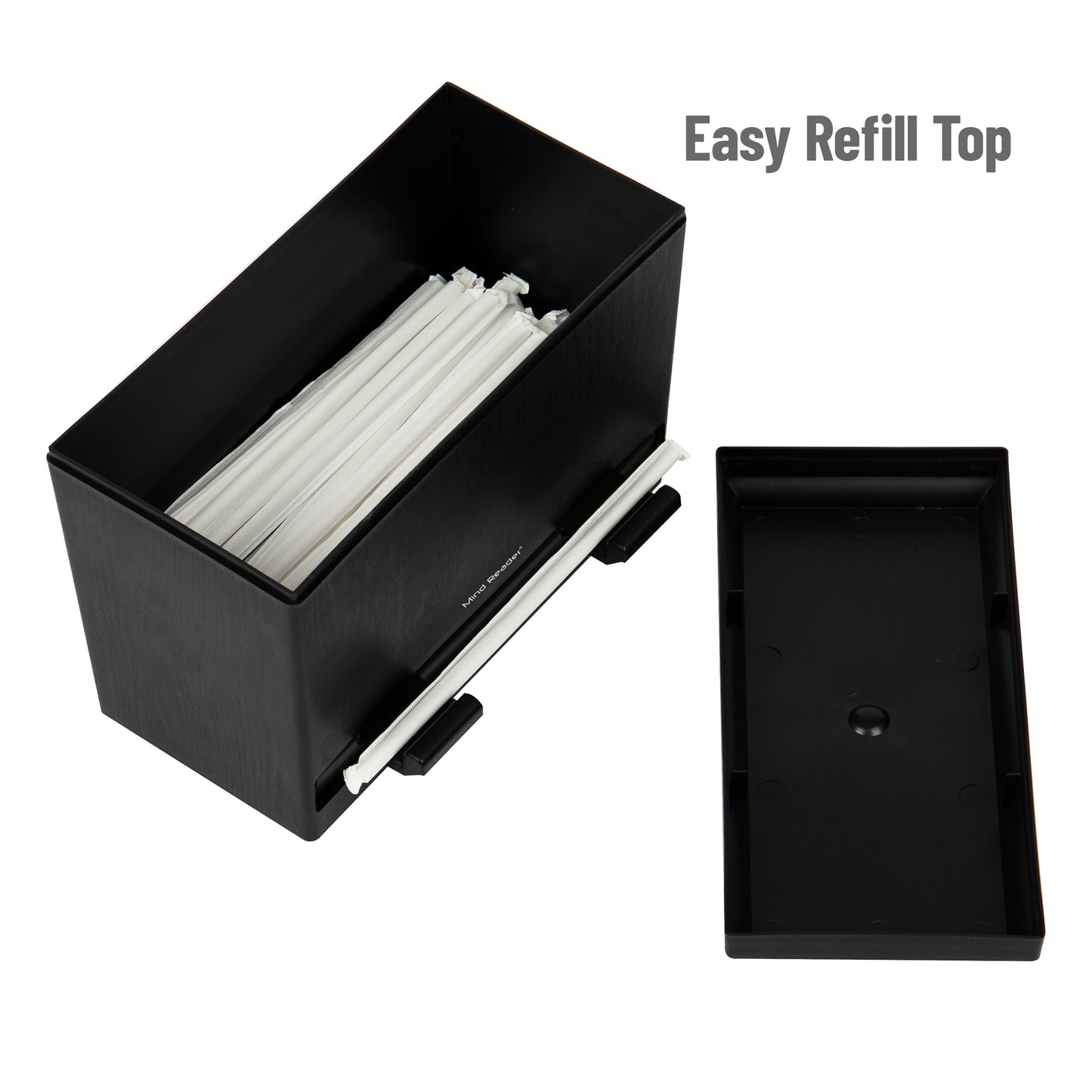 Mind Reader Straw Dispenser, Pencil Dispenser, Classroom Must Have, Restaurant Supply, Plastic, 9.25"L x 4.5"W x 7.5"H, Black