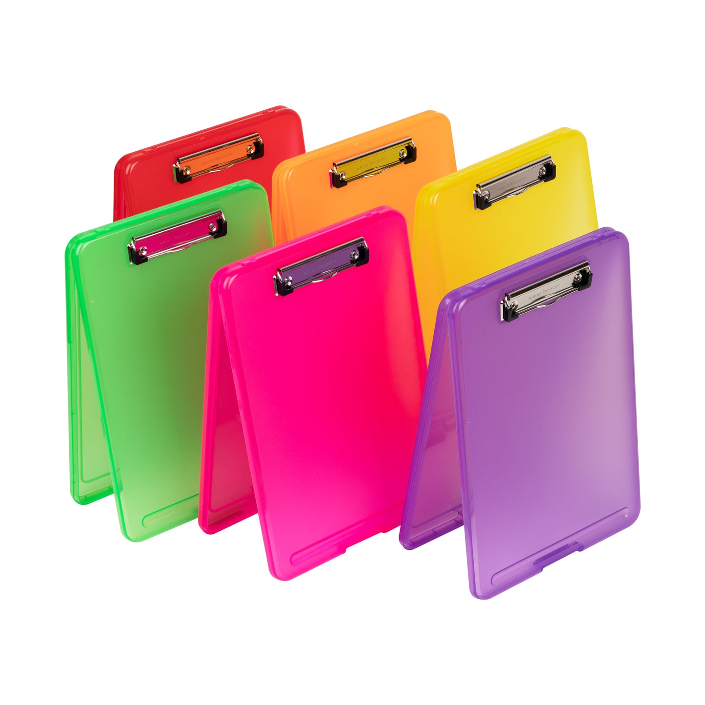 Mind Reader Clipboard with Storage, Teacher, Nursing Clipboard, Plastic, 9.25"L x 13.25"W x 1"H, Set of 6, Assorted Colors